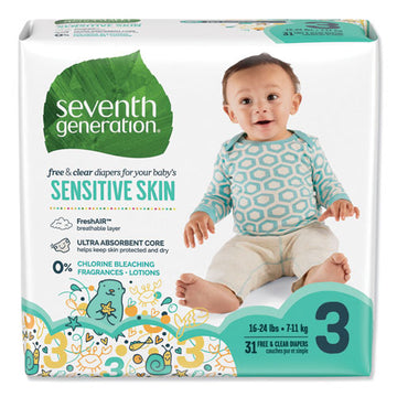 Seventh Generation® Free And Clear Baby Diapers, Size 3, 16 Lbs To 24 Lbs, 124-carton freeshipping - TVN Wholesale